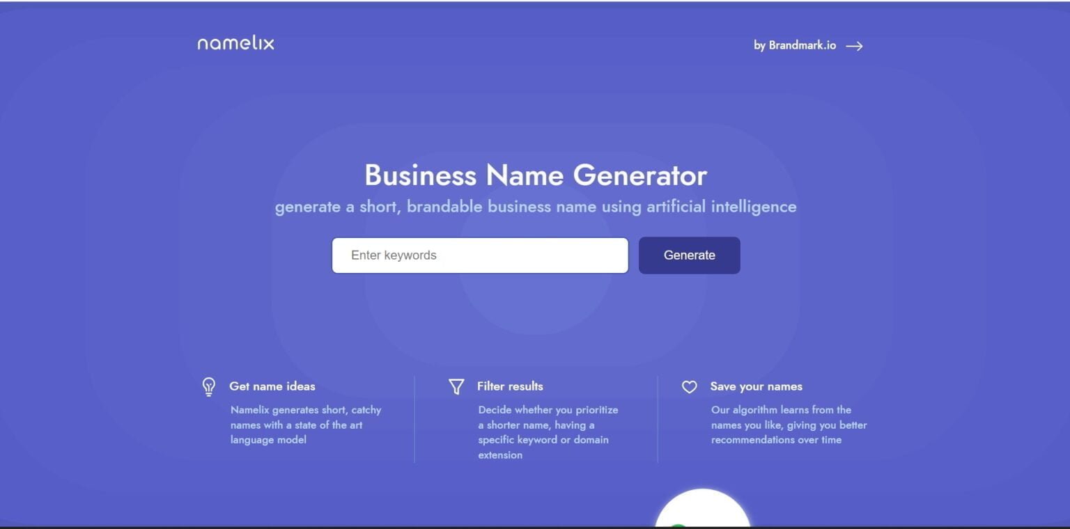 Namelix AI Name Generator - Fine Unique Name for your Brand