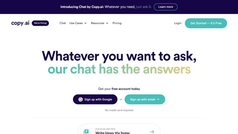 Copy.ai is an AI-powered copywriting tool that simplifies content creation for marketing, social media, blog posts, product descriptions, and email campaigns. Utilizing advanced natural language processing models, Copy.ai generates engaging, high-quality content based on user inputs, saving time and effort for content creators.