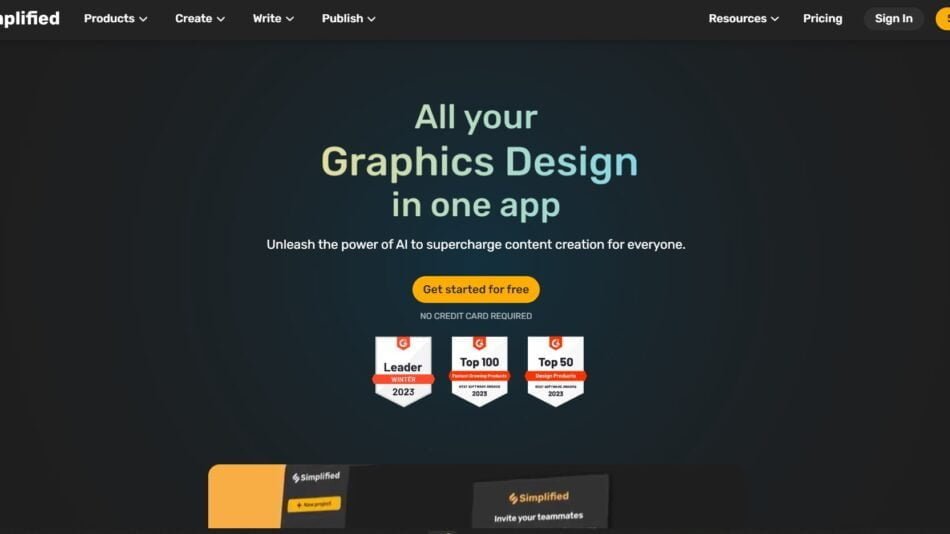 Simplified is an AI productivity tool that allow users to design, scale, and publish images, videos, and more— at lightning speed.