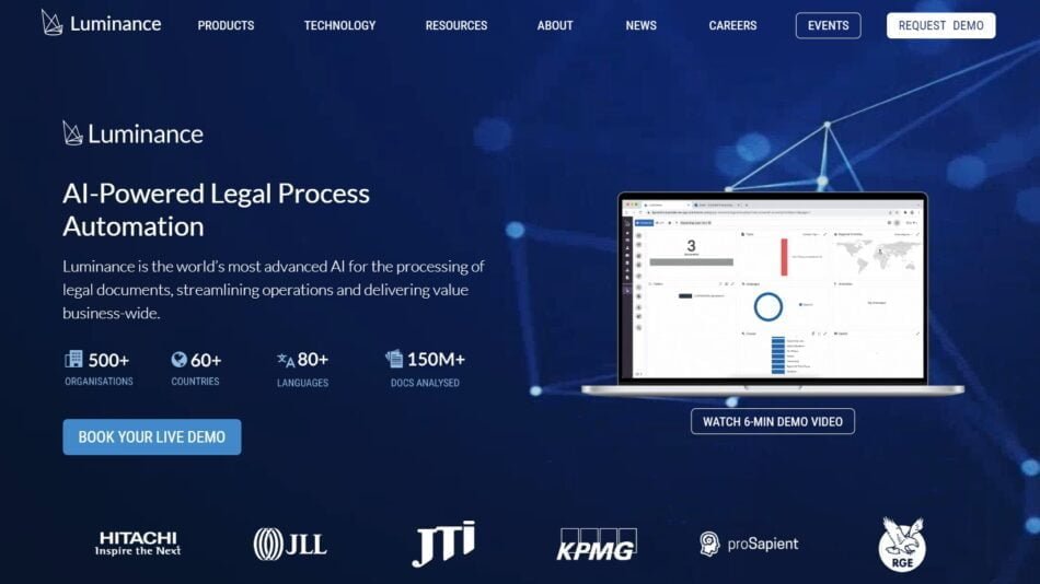Luminance is an AI law and legal process automation platform designed to streamline legal operations and deliver value across various business sectors.