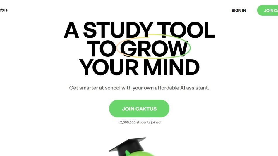 Caktus is an AI educational tool offering personalized support for coursework, essay writing, and research assistance