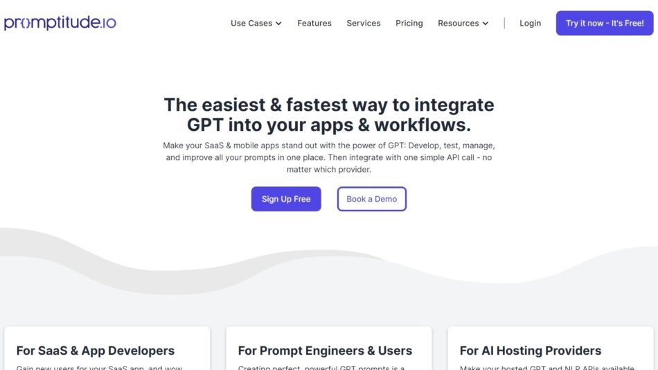 Promptitude AI is a platform that enables seamless integration of GPT technology into SaaS and mobile applications