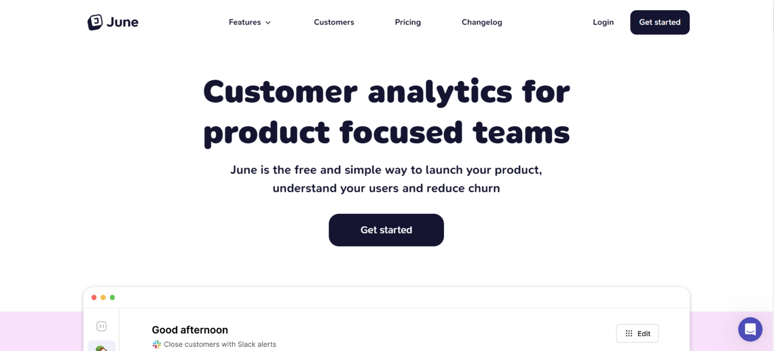 June App Example June: Customer Analytics for B2B SaaS