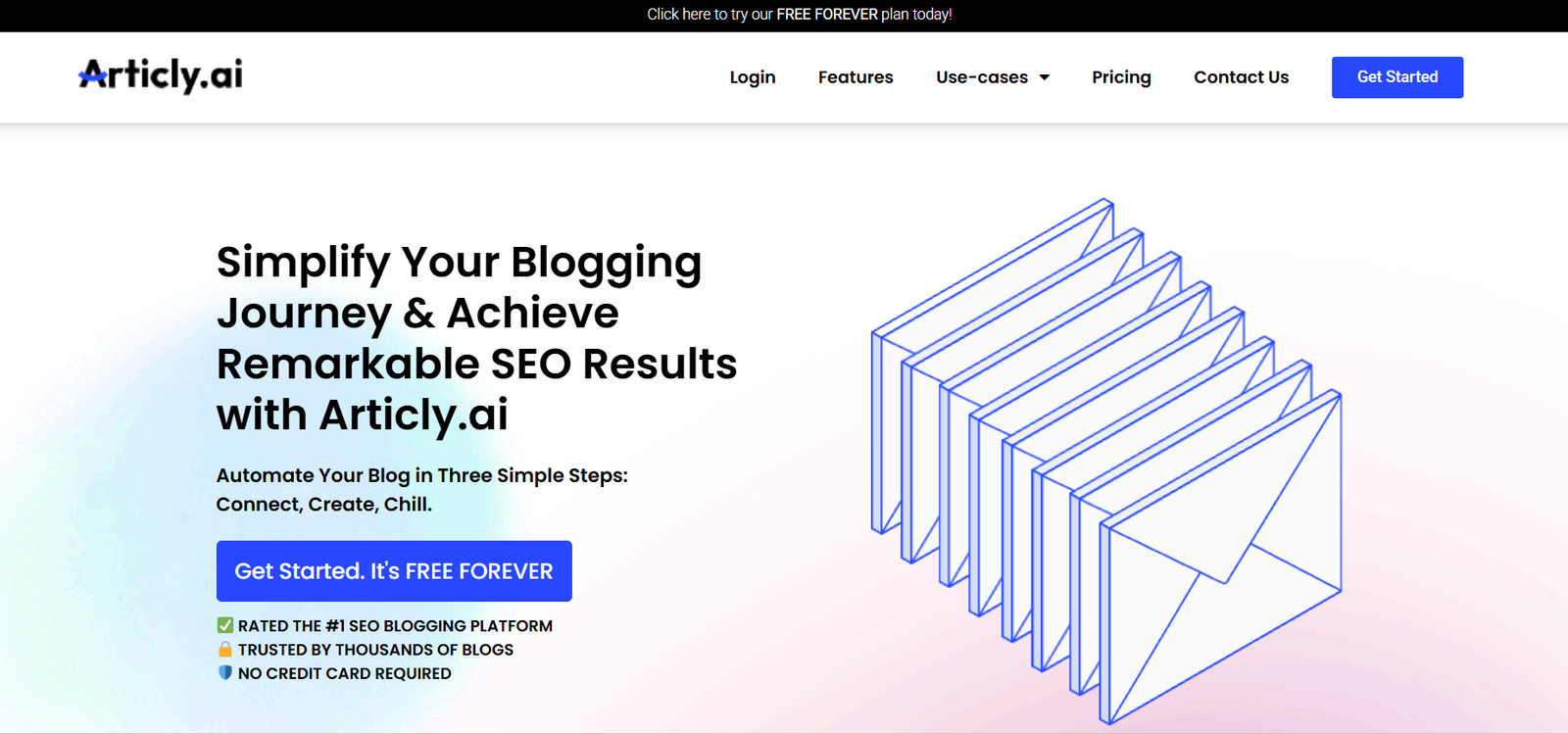 4 - Hero banner for Articly.ai promoting automated blogging to boost SEO; includes a Get Started call to action.
